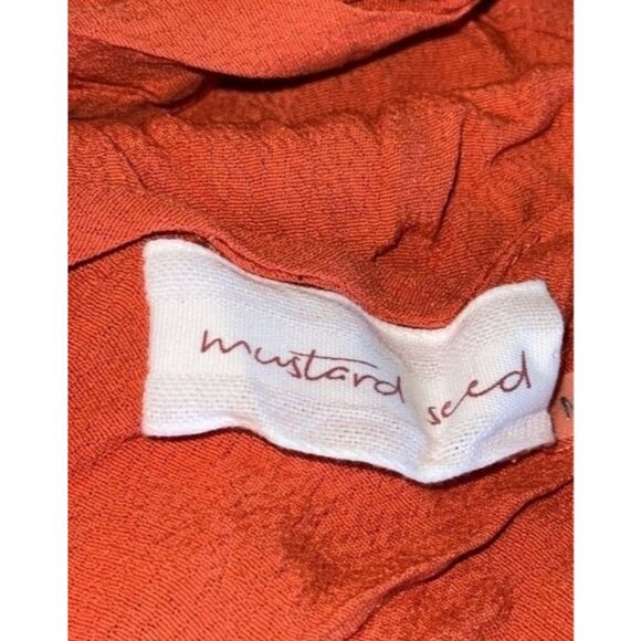 Mustard Seed Orange Crinkled Jumpsuit Rayon & Viscose Fabric Adjustable Straps S - Picture 3 of 5